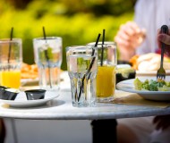 drink and salad
